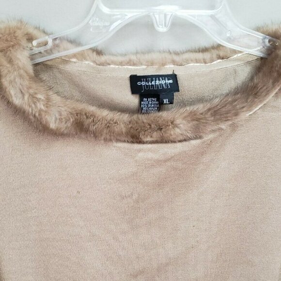Silk Sweater with fur trim Beige Size XL - Picture 3 of 5
